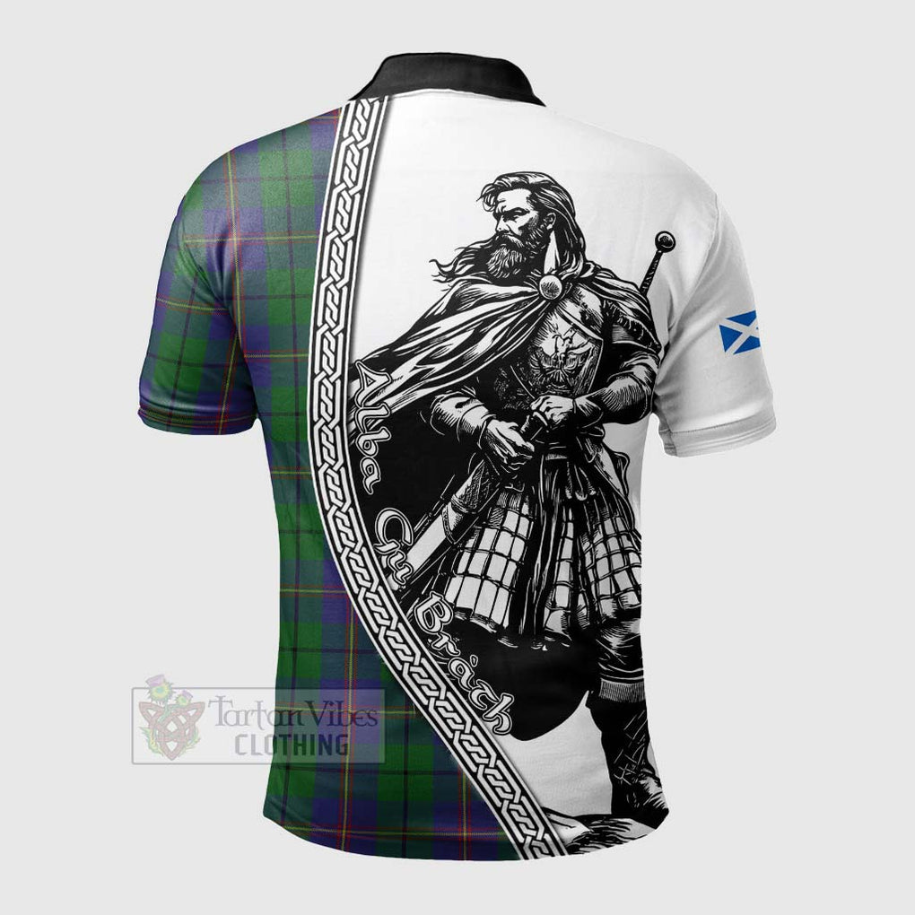 Tartan Vibes Clothing Carmichael Tartan Clan Crest Polo Shirt with Highlander Warrior Celtic Style