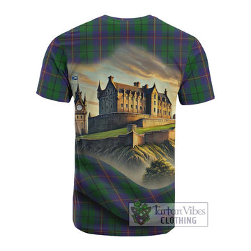Carmichael Tartan Family Crest Cotton T-shirt with Scottish Ancient Castle Style - Tartan Vibes Clothing