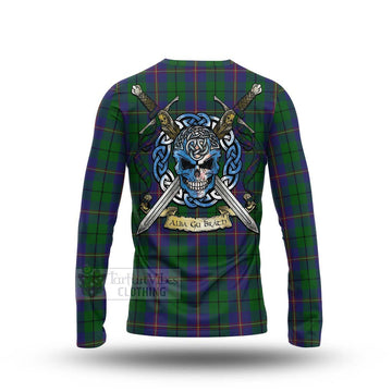 Carmichael Tartan Long Sleeve T-Shirt with Family Crest Celtic Skull Style