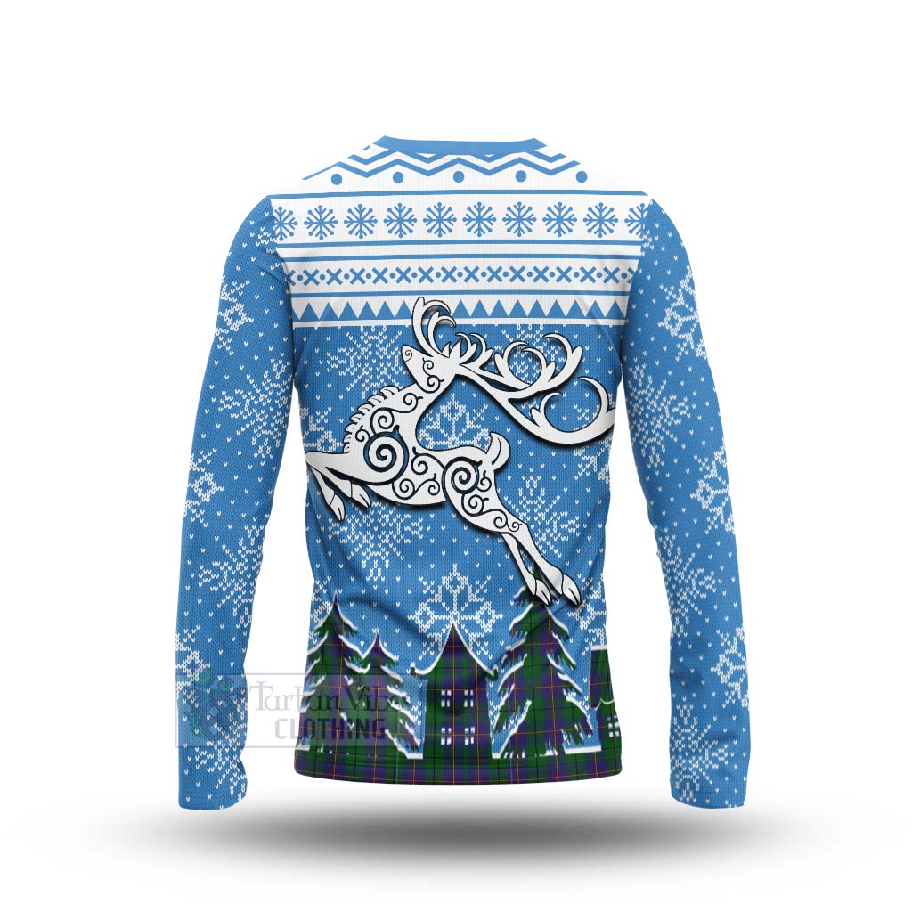 Carmichael Clan Christmas Long Sleeve T-Shirt Celtic Reindeer Style - Tartan Vibes Clothing