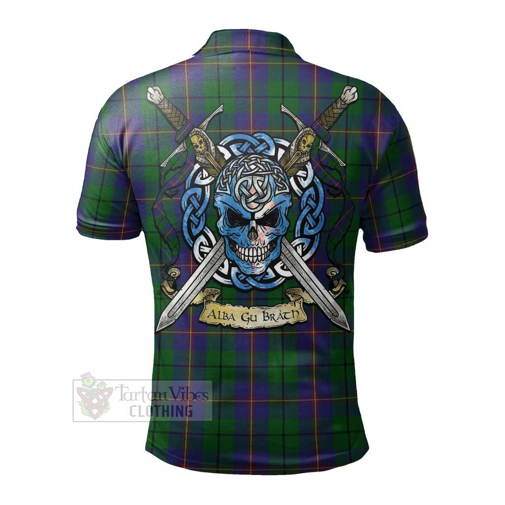 Tartan Vibes Clothing Carmichael Tartan Polo Shirt with Family Crest Celtic Skull Style