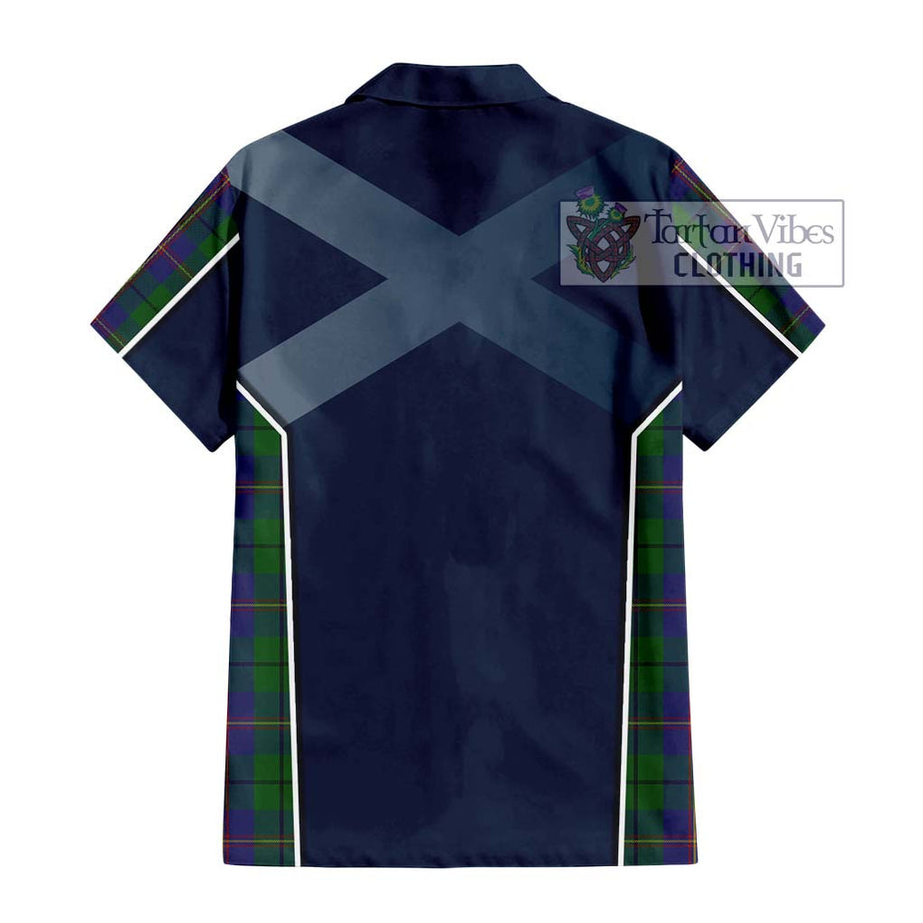 Carmichael Tartan Short Sleeve Button Shirt with Family Crest and Lion Rampant Vibes Sport Style - Tartan Vibes Clothing