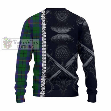 Carmichael Tartan Knitted Sweater with Family Crest Cross Sword Thistle Celtic Vibes - Tartan Vibes Clothing