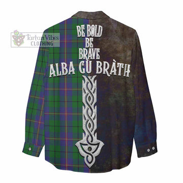 Carmichael Tartan Family Crest Women's Casual Shirt Alba Gu Brath Be Brave Lion Ancient Style - Tartan Vibes Clothing