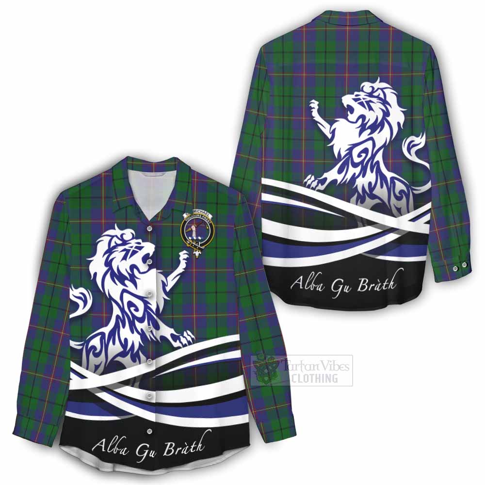 Tartan Vibes Clothing Carmichael Tartan Women's Casual Shirt with Alba Gu Brath Regal Lion Emblem