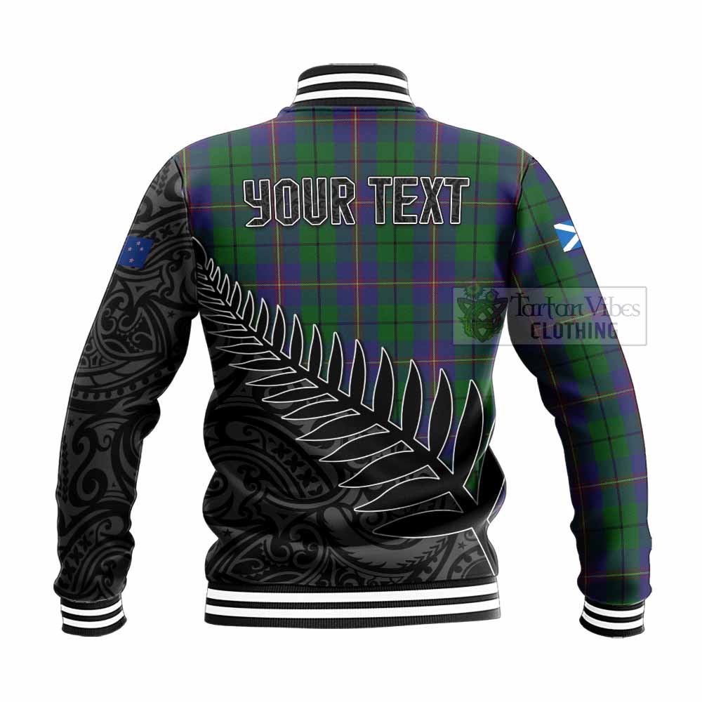 Tartan Vibes Clothing Carmichael Crest Tartan Baseball Jacket with New Zealand Silver Fern Half Style