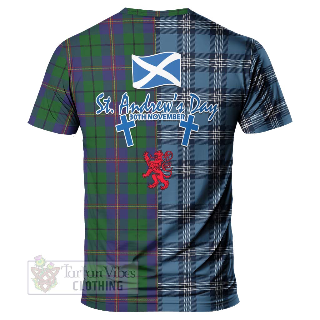 Tartan Vibes Clothing Carmichael Tartan T-Shirt Happy St. Andrew's Day Half Tartan Style