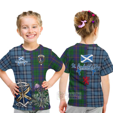 Carmichael Tartan Kid T-Shirt Happy St. Andrew's Day Half Tartan Style