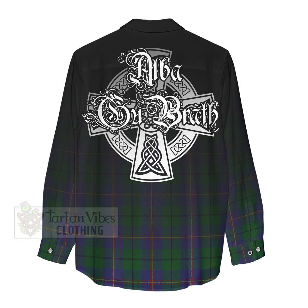 Tartan Vibes Clothing Carmichael Tartan Women's Casual Shirt Featuring Alba Gu Brath Family Crest Celtic Inspired