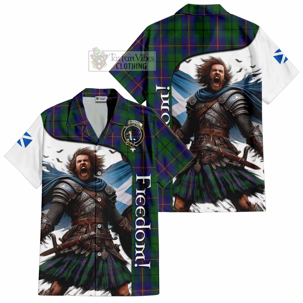 Tartan Vibes Clothing Carmichael Crest Tartan Short Sleeve Button Shirt Inspired by the Freedom of Scottish Warrior