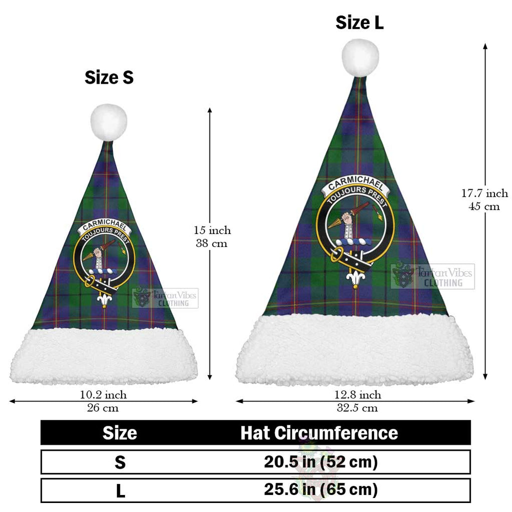 Carmichael Tartan Christmas Santa Hats with Family Crest Christmas Hat L 25.6in (65cm) - Tartan Vibes Clothing