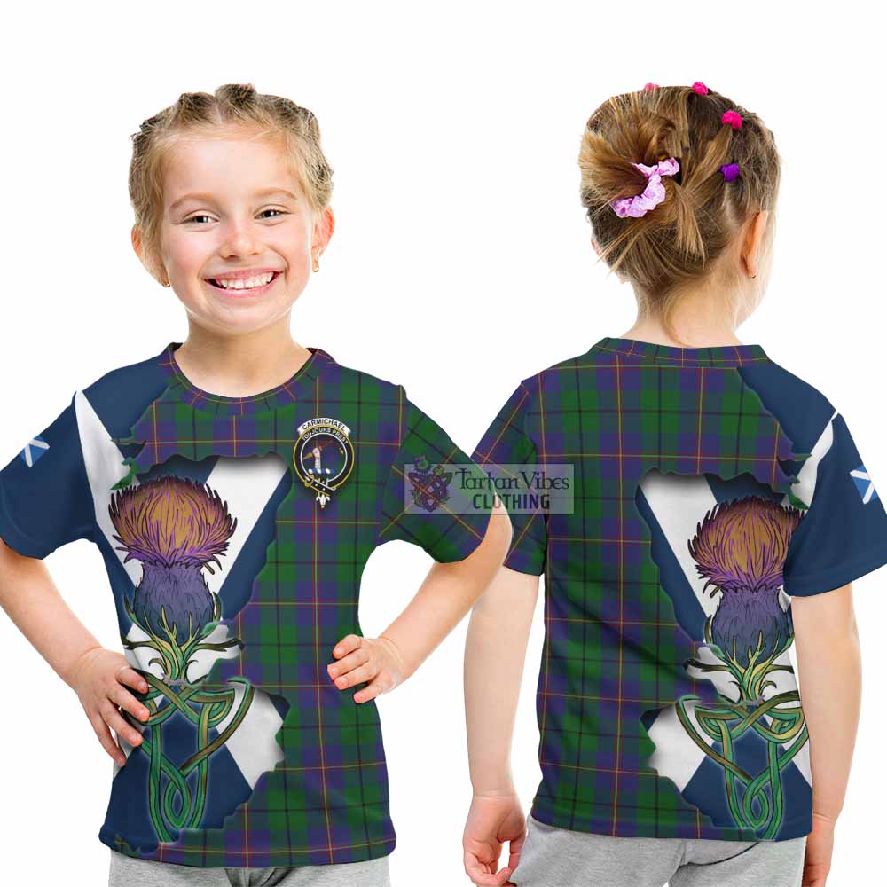 Carmichael Tartan Family Crest Kid T-Shirt Scottish Thistle Celtic Inspired - Tartan Vibes Clothing