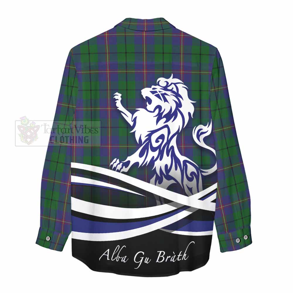 Tartan Vibes Clothing Carmichael Tartan Women's Casual Shirt with Alba Gu Brath Regal Lion Emblem