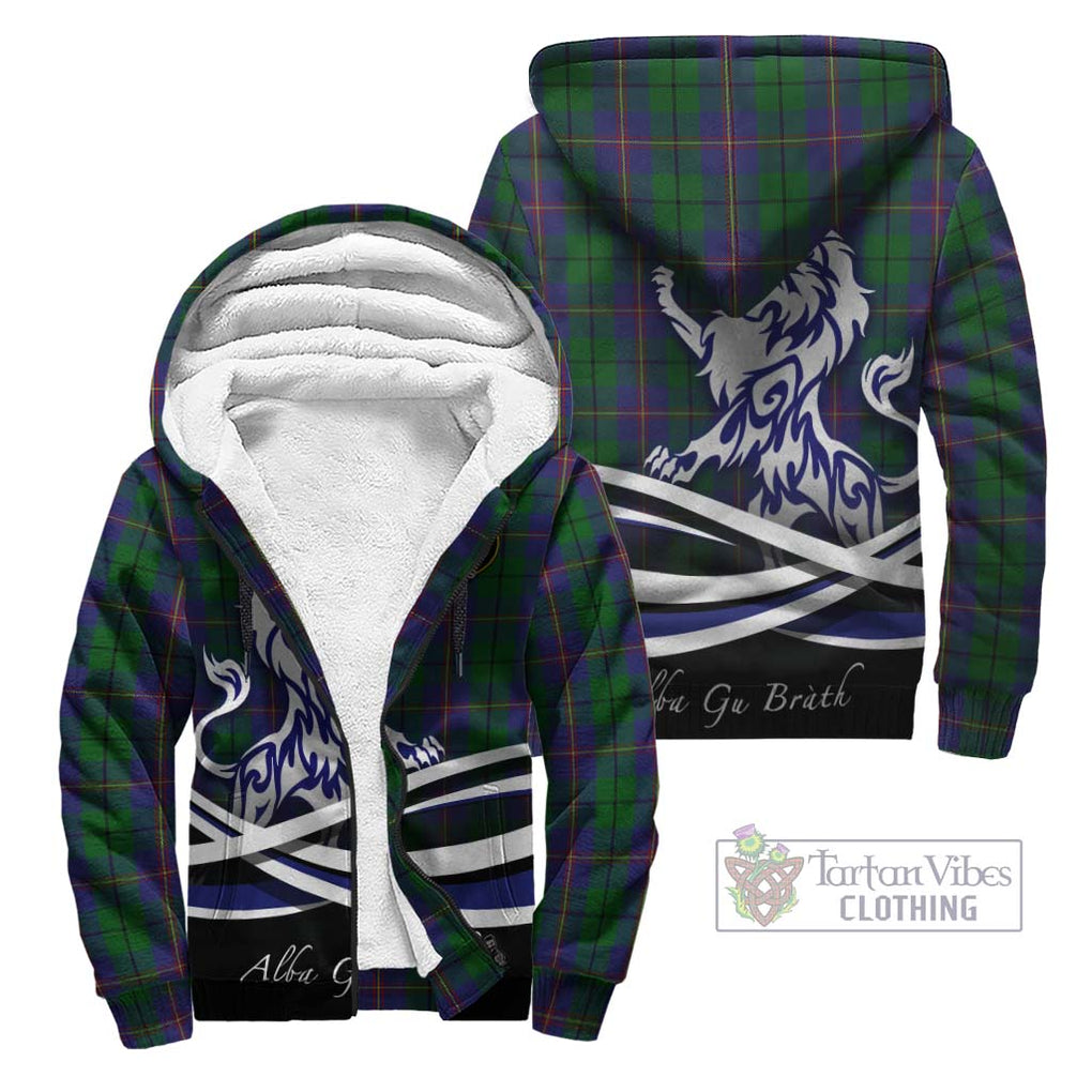 Carmichael Tartan Sherpa Hoodie with Alba Gu Brath Regal Lion Emblem Unisex - Tartanvibesclothing Shop