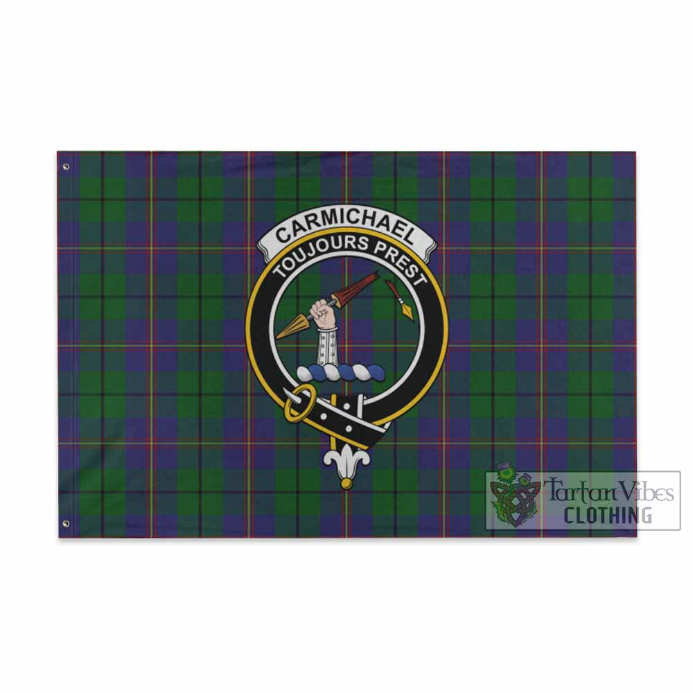 Tartan Vibes Clothing Carmichael Tartan House Flag with Family Crest