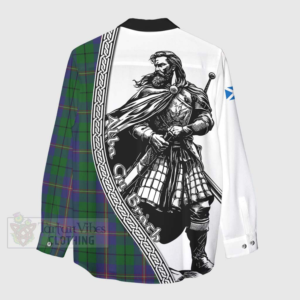 Tartan Vibes Clothing Carmichael Tartan Clan Crest Women's Casual Shirt with Highlander Warrior Celtic Style