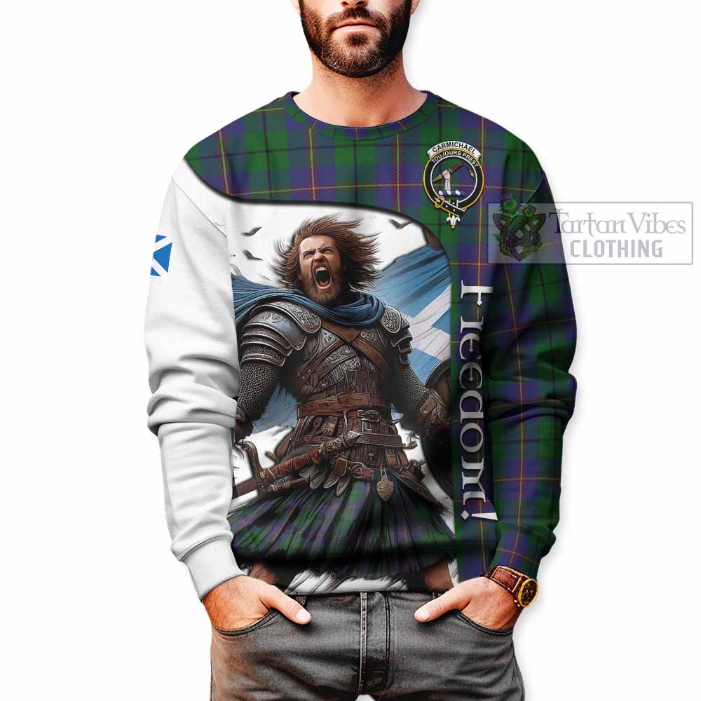 Tartan Vibes Clothing Carmichael Crest Tartan Sweatshirt Inspired by the Freedom of Scottish Warrior