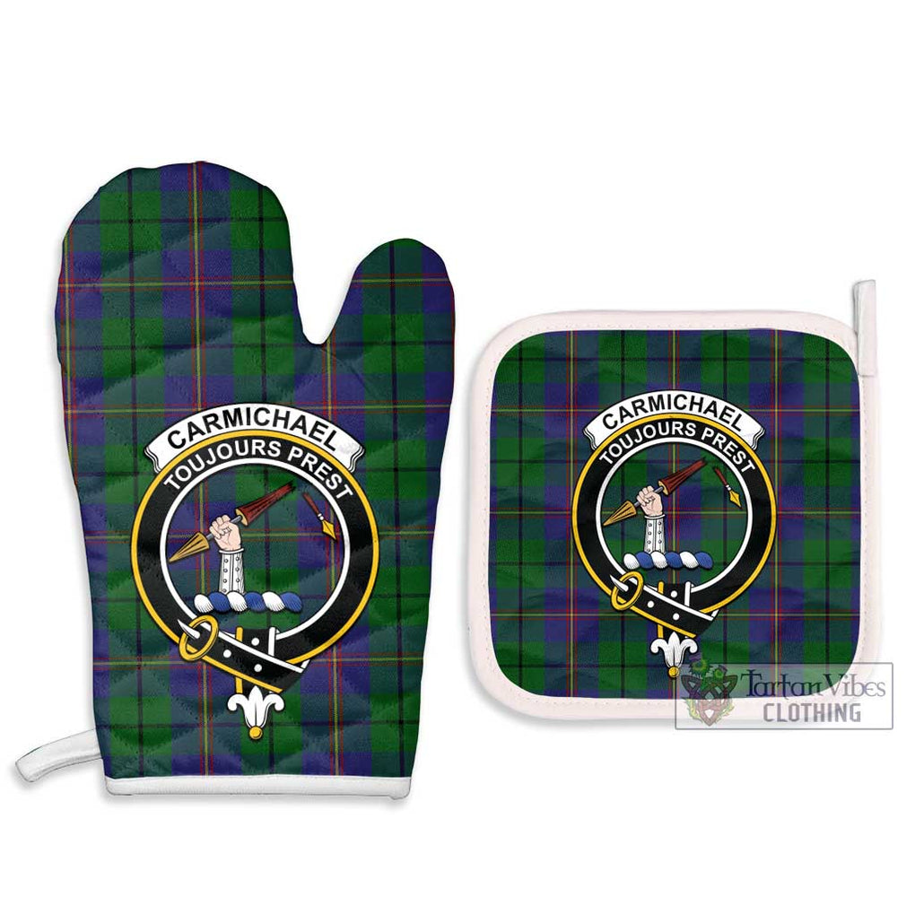 Carmichael Tartan Combo Oven Mitt & Pot-Holder with Family Crest Combo 1 Oven Mitt & 2 Pot-Holder White - Tartan Vibes Clothing