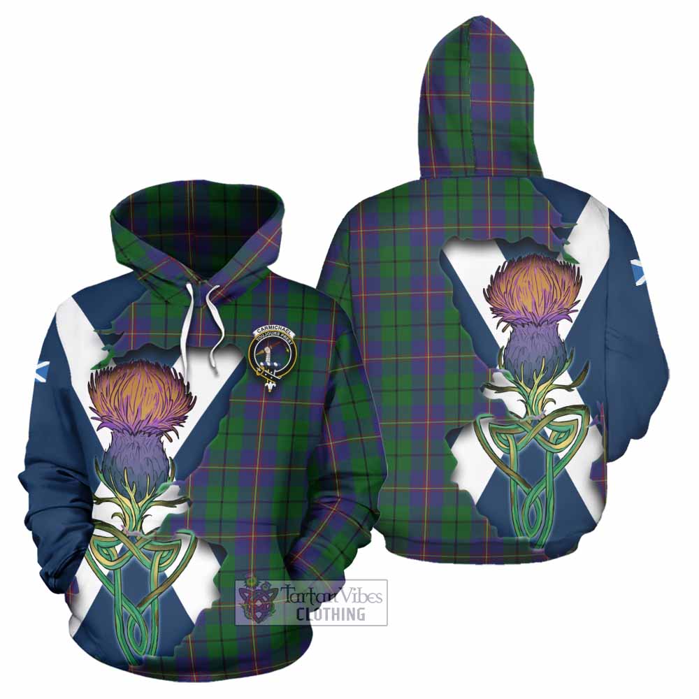 Carmichael Tartan Family Crest Hoodie Scottish Thistle Celtic Inspired - Tartan Vibes Clothing