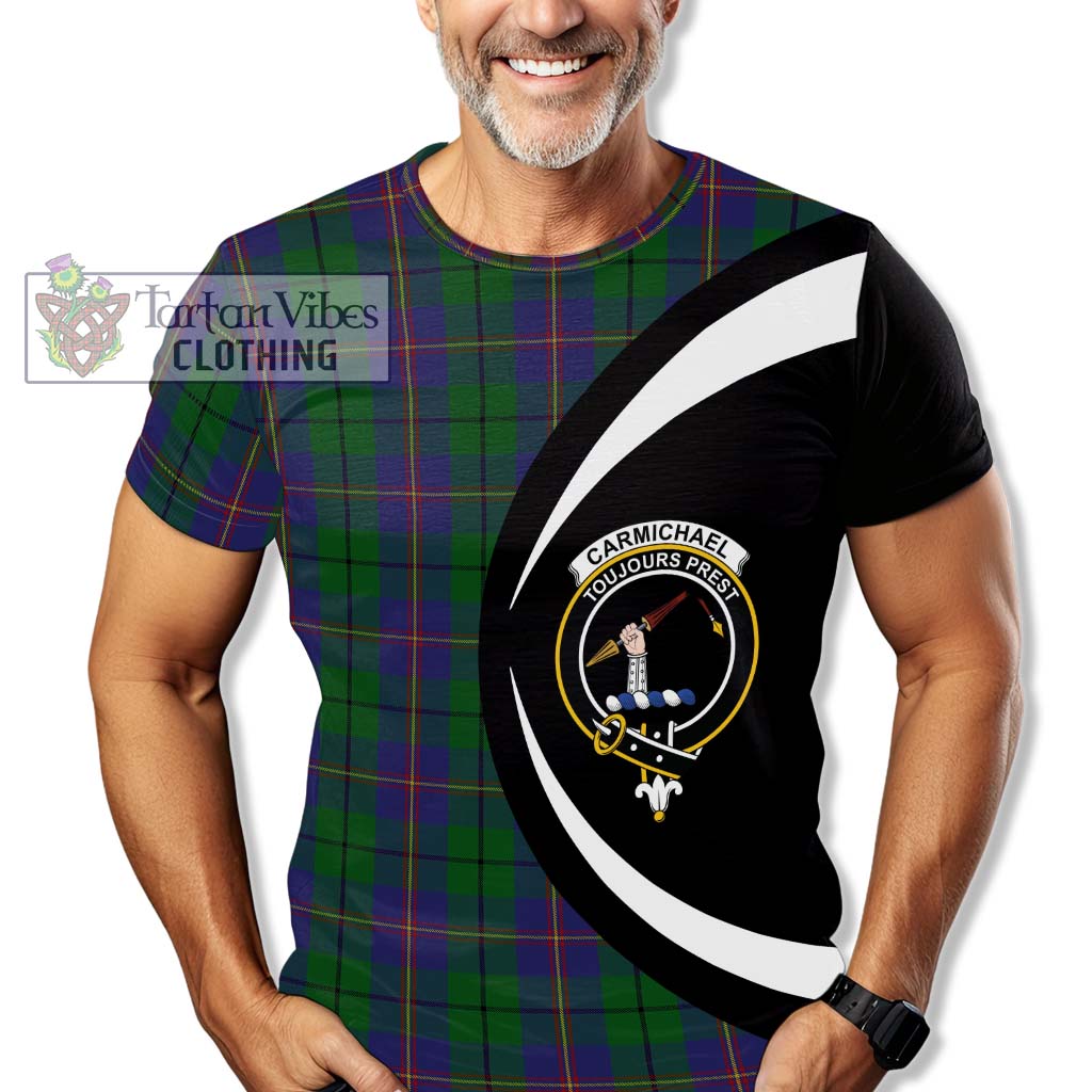 Tartan Vibes Clothing Carmichael Tartan T-Shirt with Family Crest Circle Style