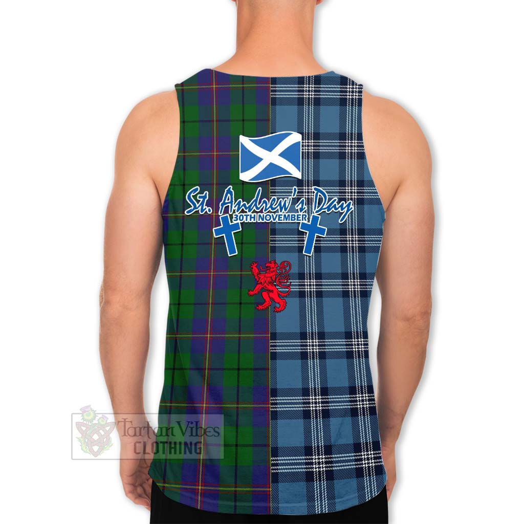 Tartan Vibes Clothing Carmichael Tartan Men's Tank Top Happy St. Andrew's Day Half Tartan Style