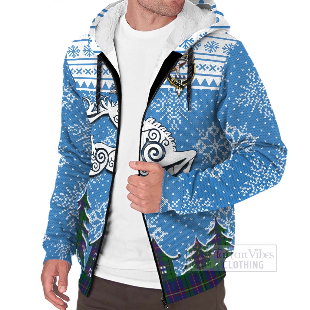 Tartan Vibes Clothing Carmichael Clan Christmas Sherpa Hoodie Celtic Reindeer Style