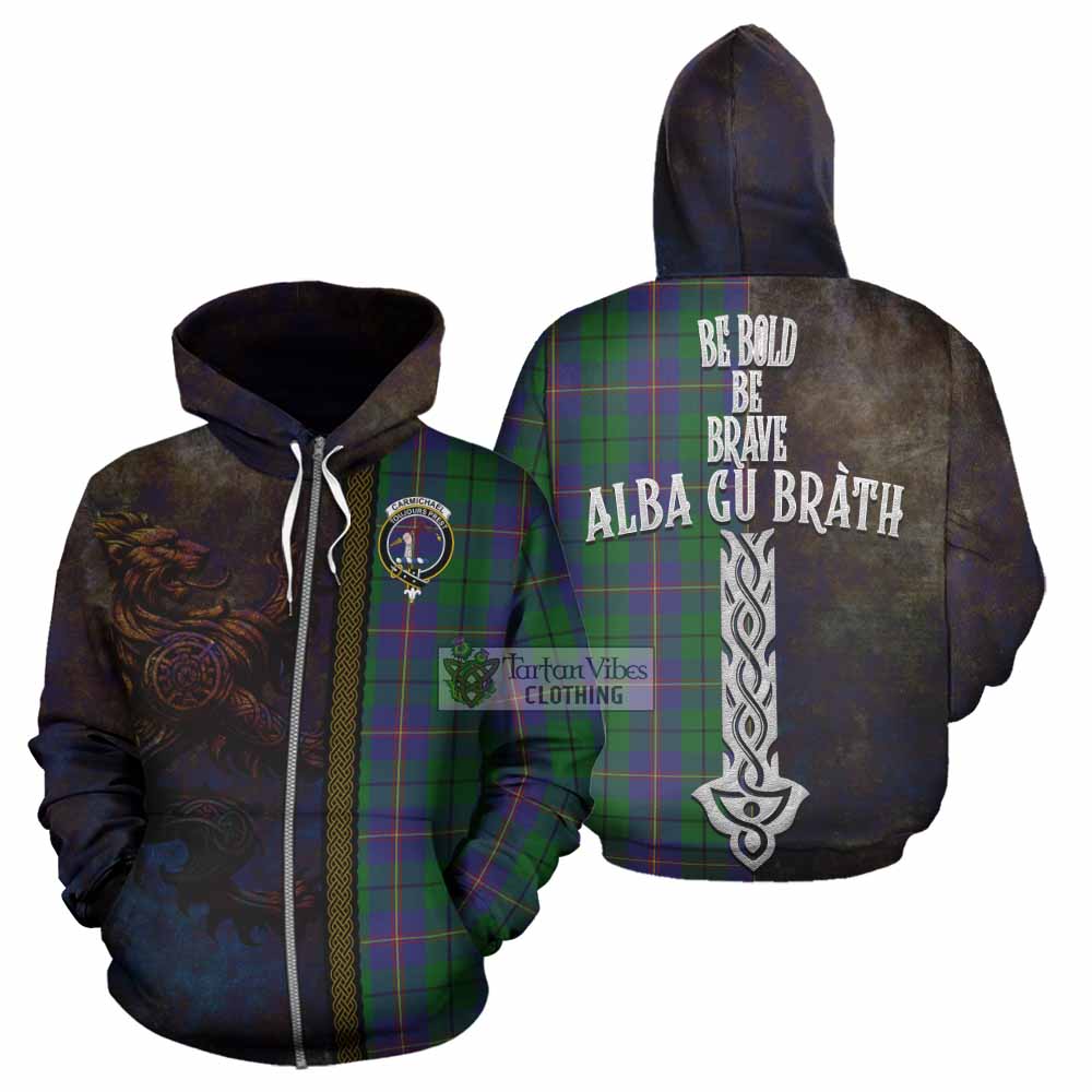 Carmichael Tartan Family Crest Hoodie Alba Gu Brath Be Brave Lion Ancient Style Zip Hoodie - Tartan Vibes Clothing