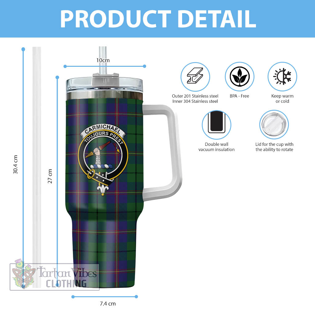 Tartan Vibes Clothing Carmichael Tartan and Family Crest Tumbler with Handle