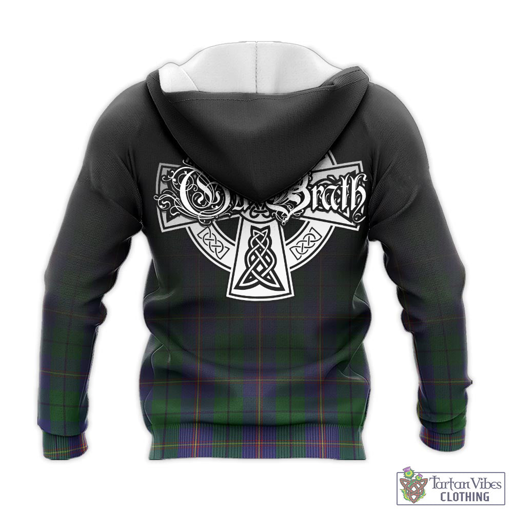 Tartan Vibes Clothing Carmichael Tartan Knitted Hoodie Featuring Alba Gu Brath Family Crest Celtic Inspired