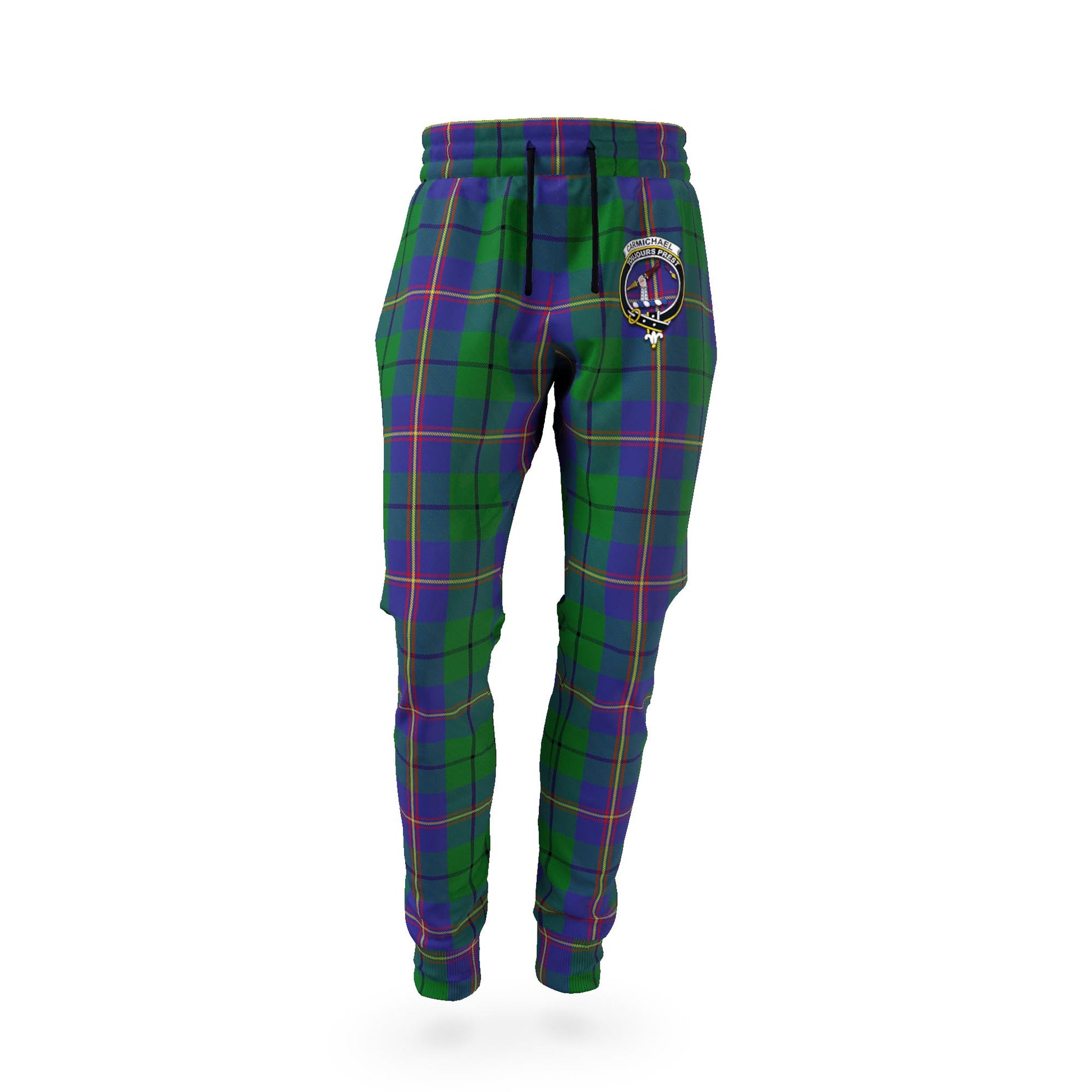 Carmichael Tartan Joggers Pants with Family Crest - Tartan Vibes Clothing