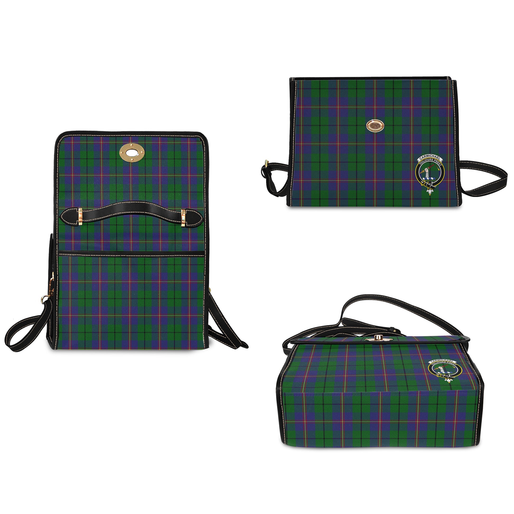 carmichael-tartan-leather-strap-waterproof-canvas-bag-with-family-crest