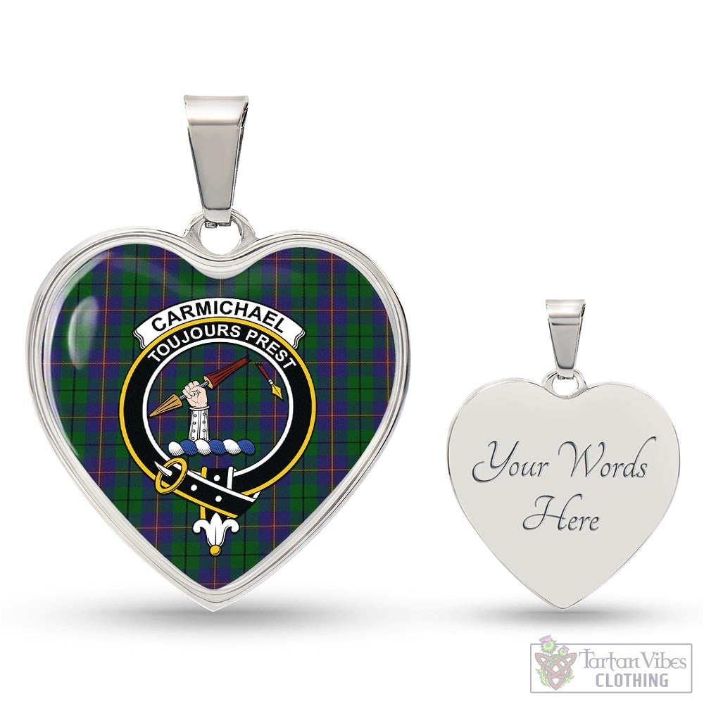 Carmichael Tartan Heart Necklace with Family Crest Luxury Necklace (Silver) Yes - Tartan Vibes Clothing