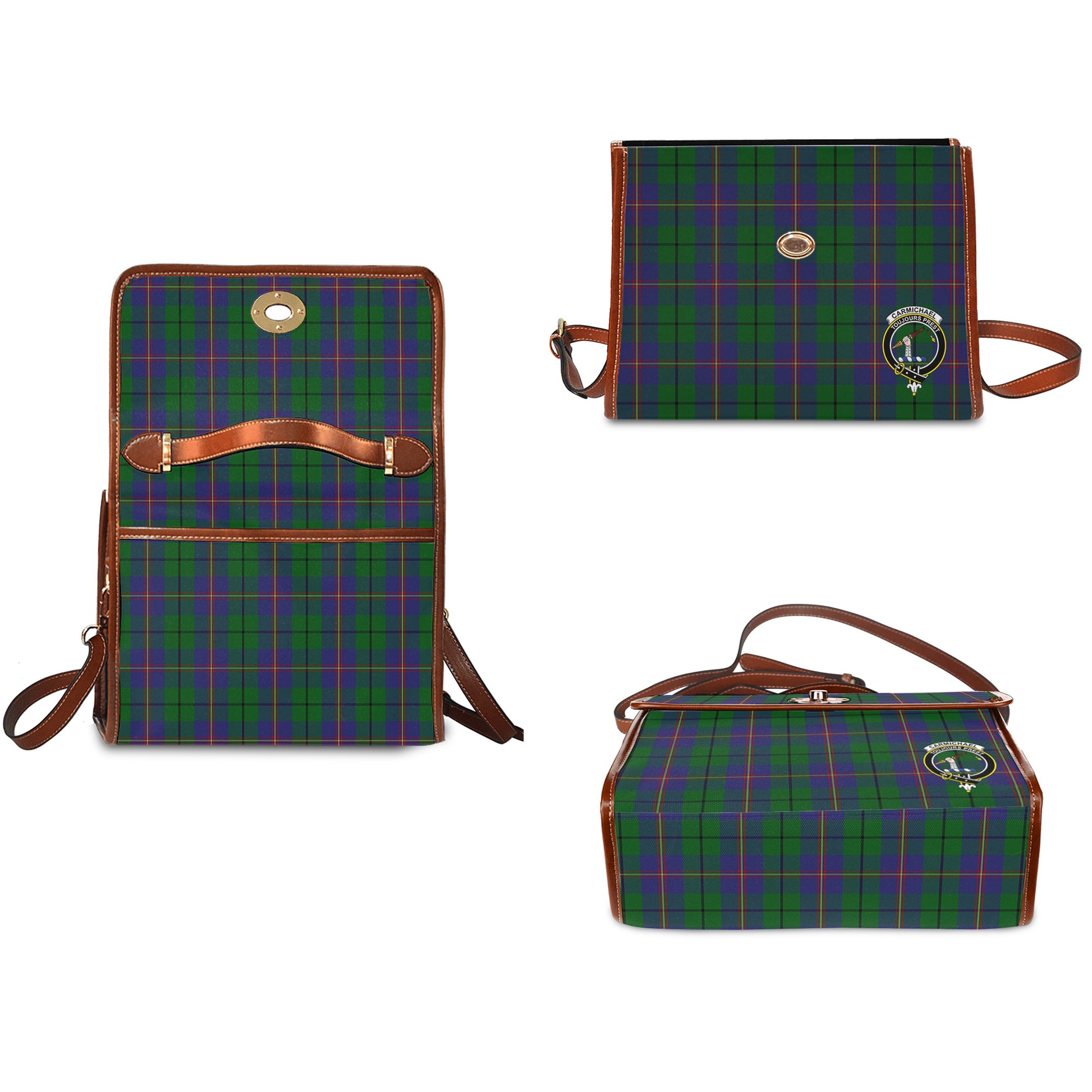 carmichael-tartan-leather-strap-waterproof-canvas-bag-with-family-crest