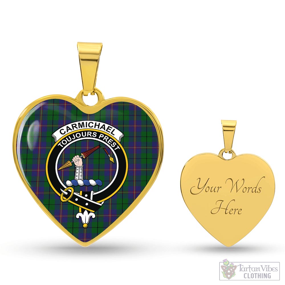 Carmichael Tartan Heart Necklace with Family Crest Luxury Necklace (Gold) Yes - Tartan Vibes Clothing