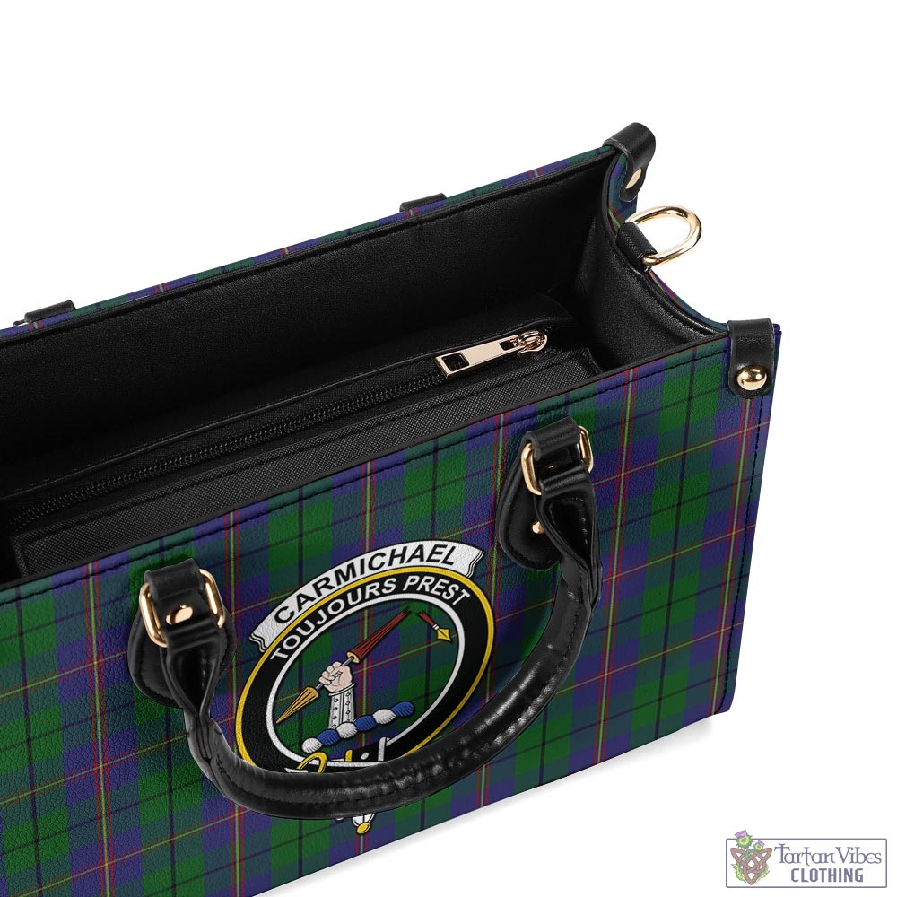 Carmichael Tartan Luxury Leather Handbags with Family Crest - Tartan Vibes Clothing