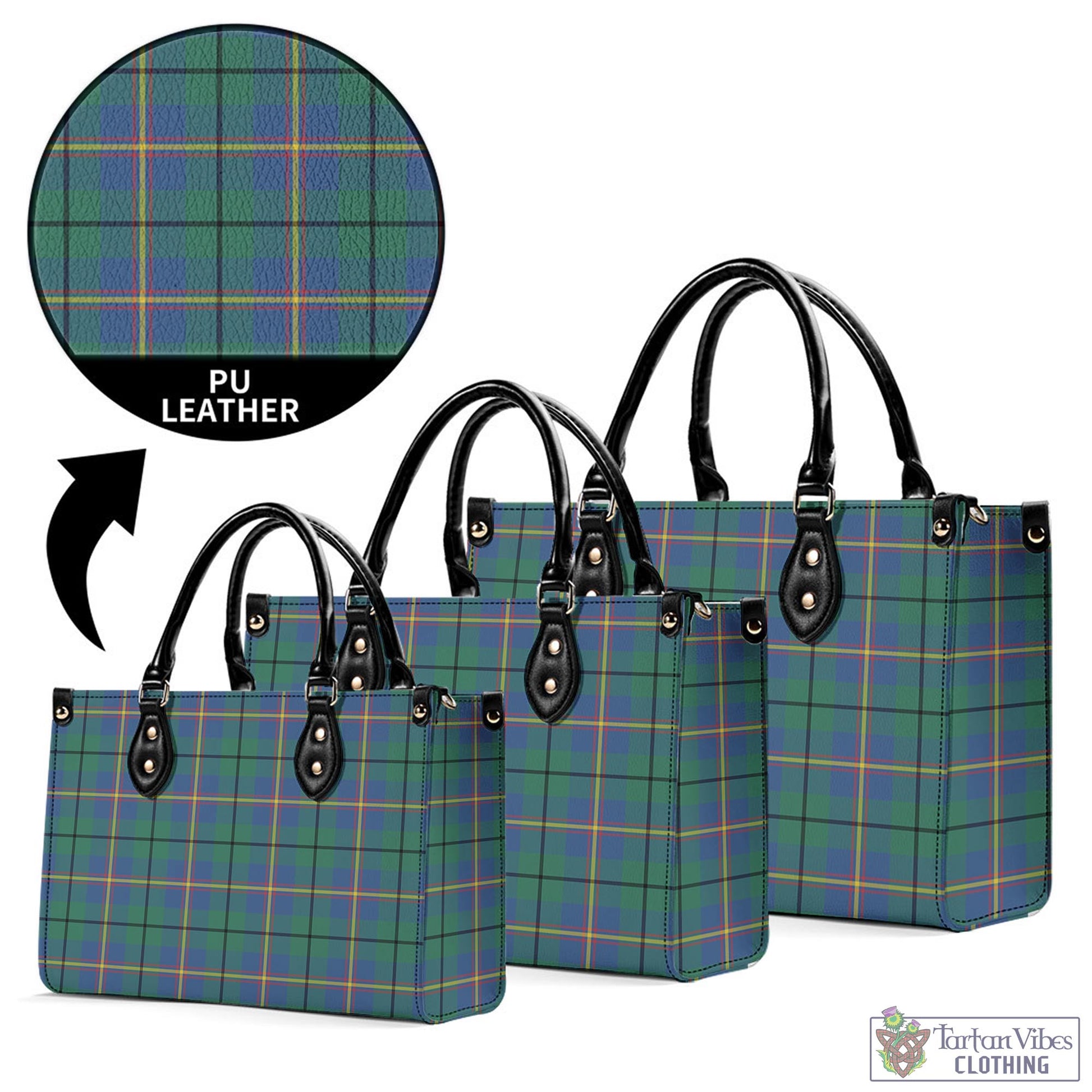 Tartan Vibes Clothing Carmichael Ancient Tartan Luxury Leather Handbags