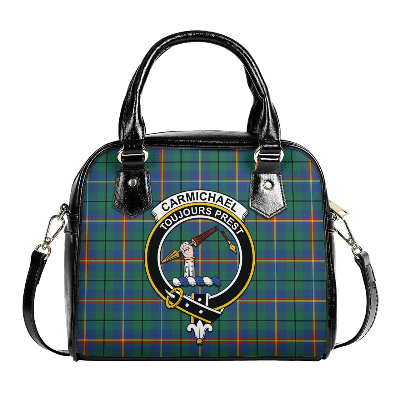 Carmichael Ancient Tartan Shoulder Handbags with Family Crest One Size 6*25*22 cm - Tartanvibesclothing