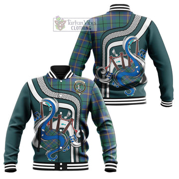 Carmichael Ancient Tartan Baseball Jacket with Epic Bagpipe Style