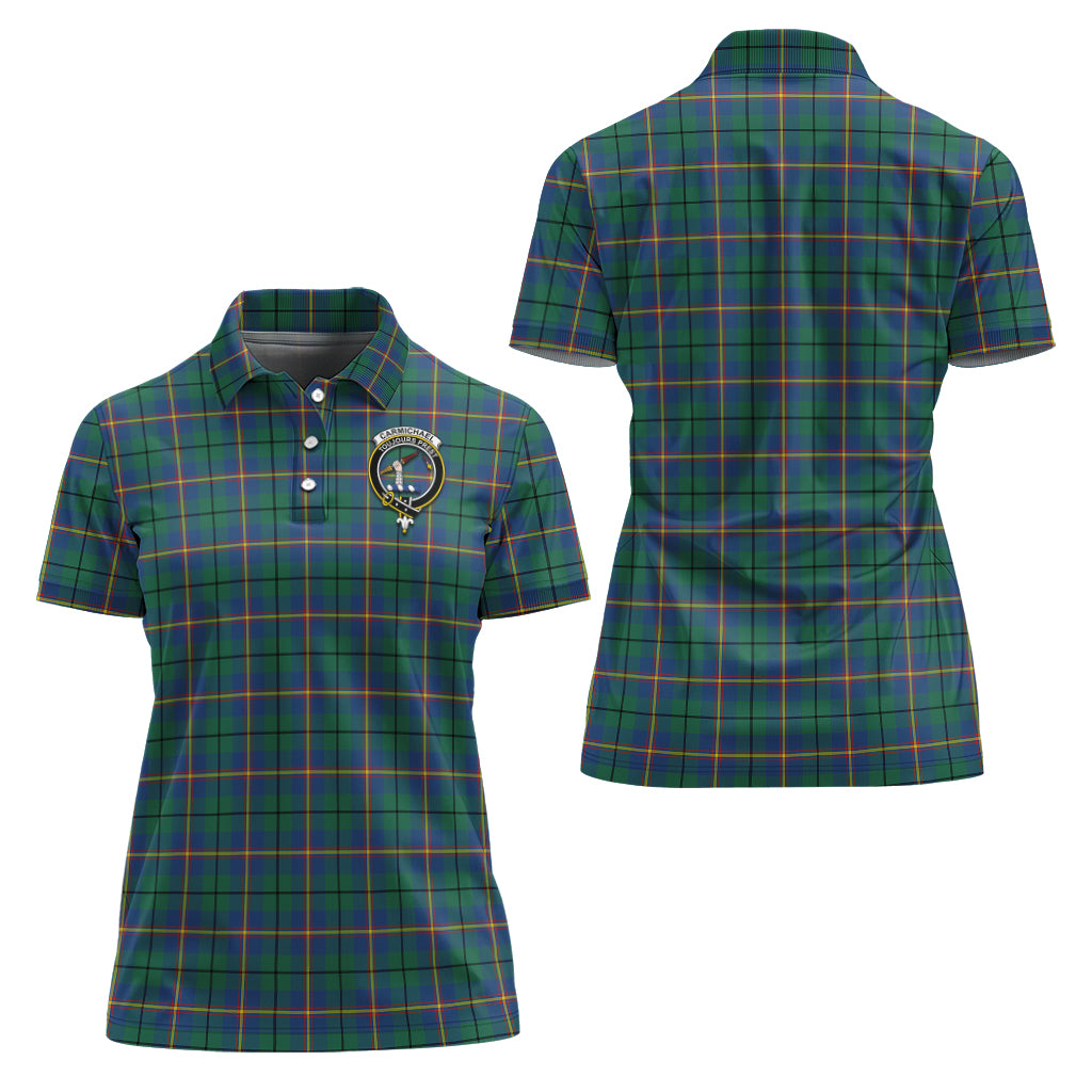 Carmichael Ancient Tartan Polo Shirt with Family Crest For Women Women - Tartan Vibes Clothing