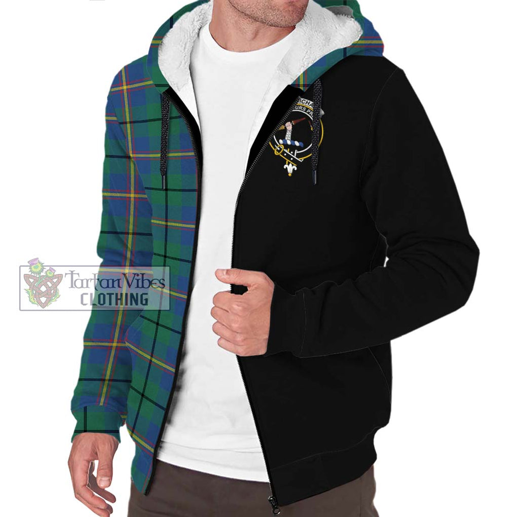 Carmichael Ancient Tartan Sherpa Hoodie with Family Crest and Half Of Me Style Unisex S - Tartanvibesclothing Shop