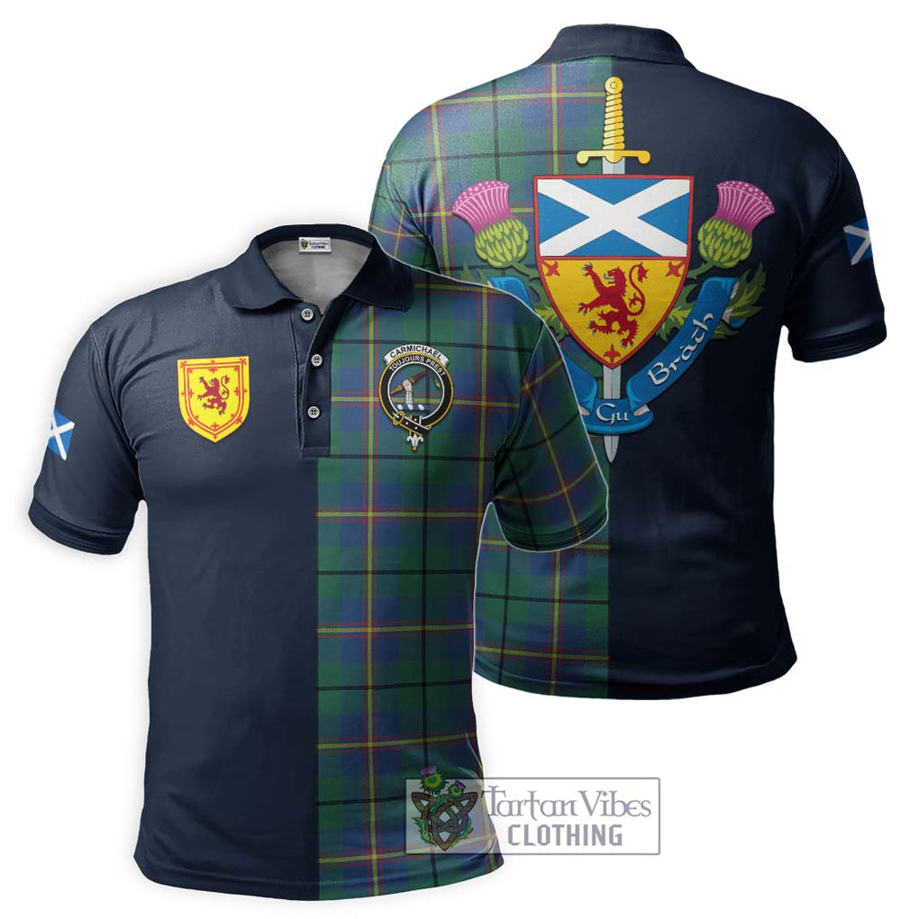 Tartan Vibes Clothing Carmichael Ancient Tartan Polo Shirt with Scottish Lion Royal Arm Half Style