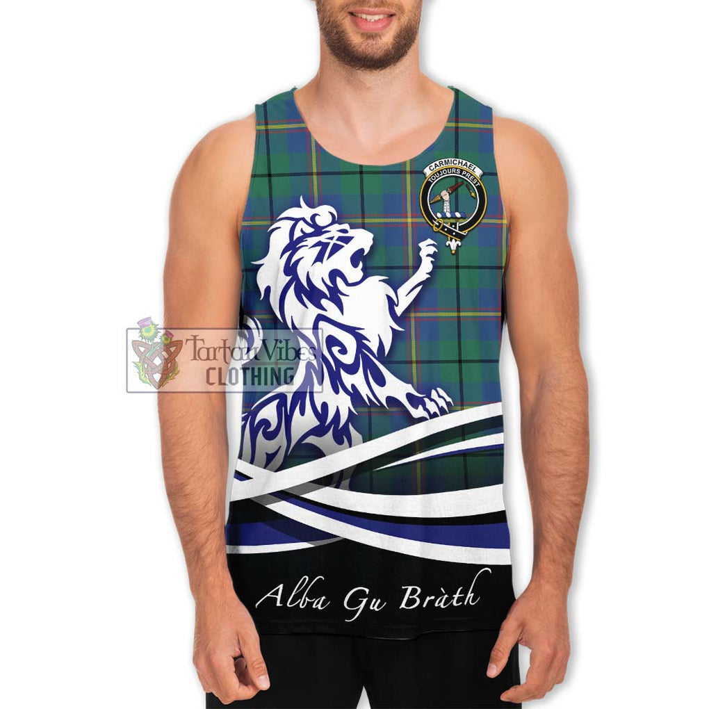 Carmichael Ancient Tartan Men's Tank Top with Alba Gu Brath Regal Lion Emblem Men - Tartanvibesclothing Shop