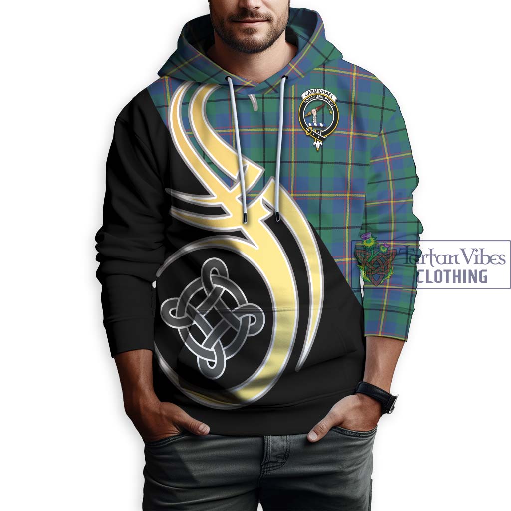 Carmichael Ancient Tartan Hoodie with Family Crest and Celtic Symbol Style Zip Hoodie - Tartan Vibes Clothing