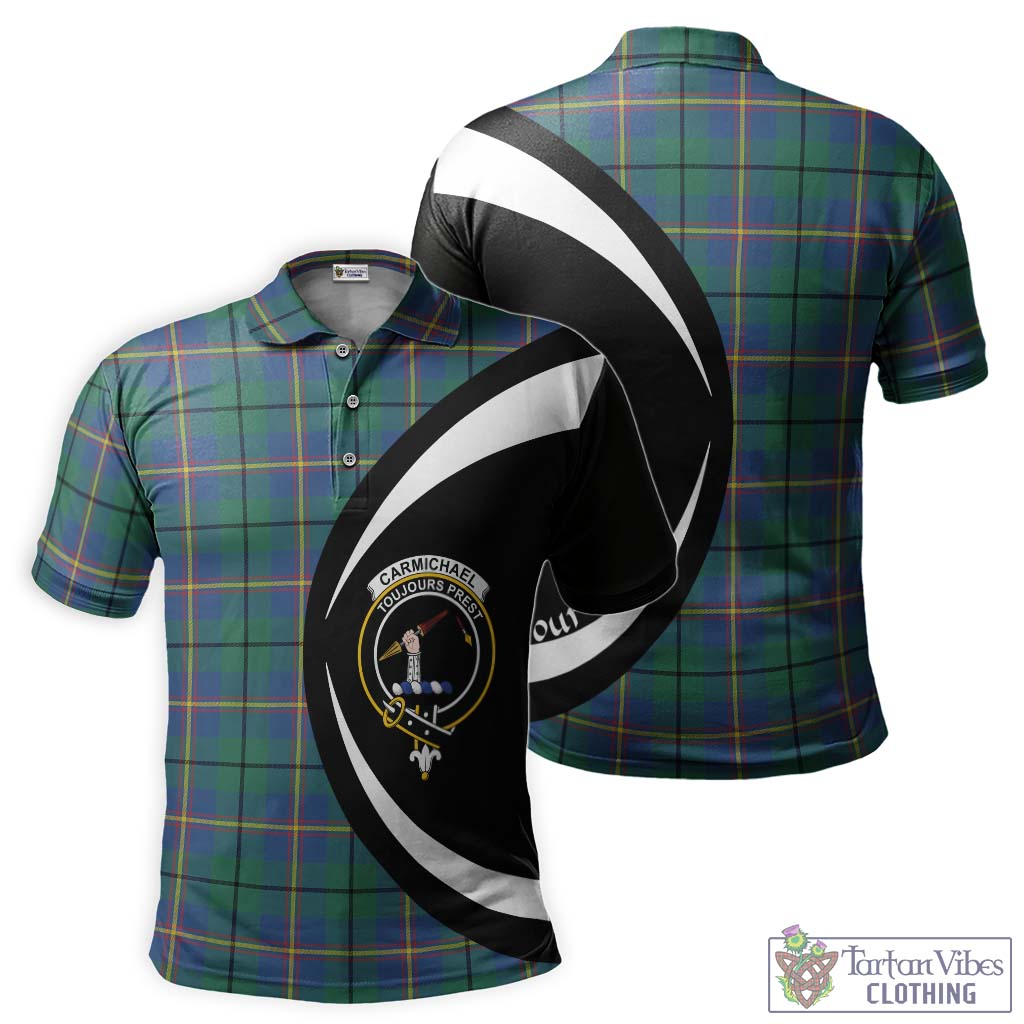 Tartan Vibes Clothing Carmichael Ancient Tartan Men's Polo Shirt with Family Crest Circle Style