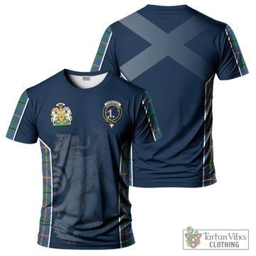 Carmichael Ancient Tartan T-Shirt with Family Crest and Lion Rampant Vibes Sport Style