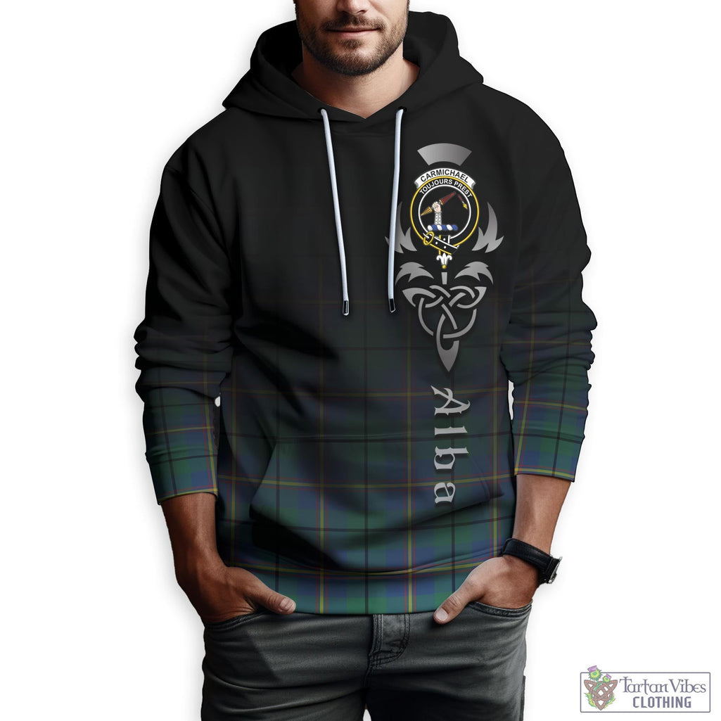 Tartan Vibes Clothing Carmichael Ancient Tartan Hoodie Featuring Alba Gu Brath Family Crest Celtic Inspired