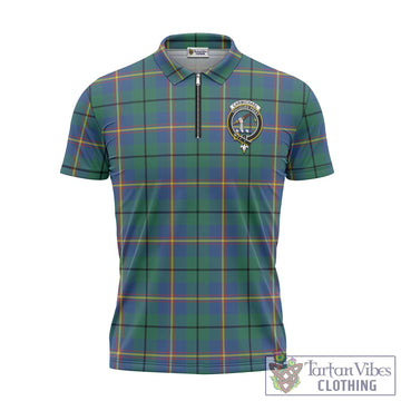 Carmichael Ancient Tartan Zipper Polo Shirt with Family Crest