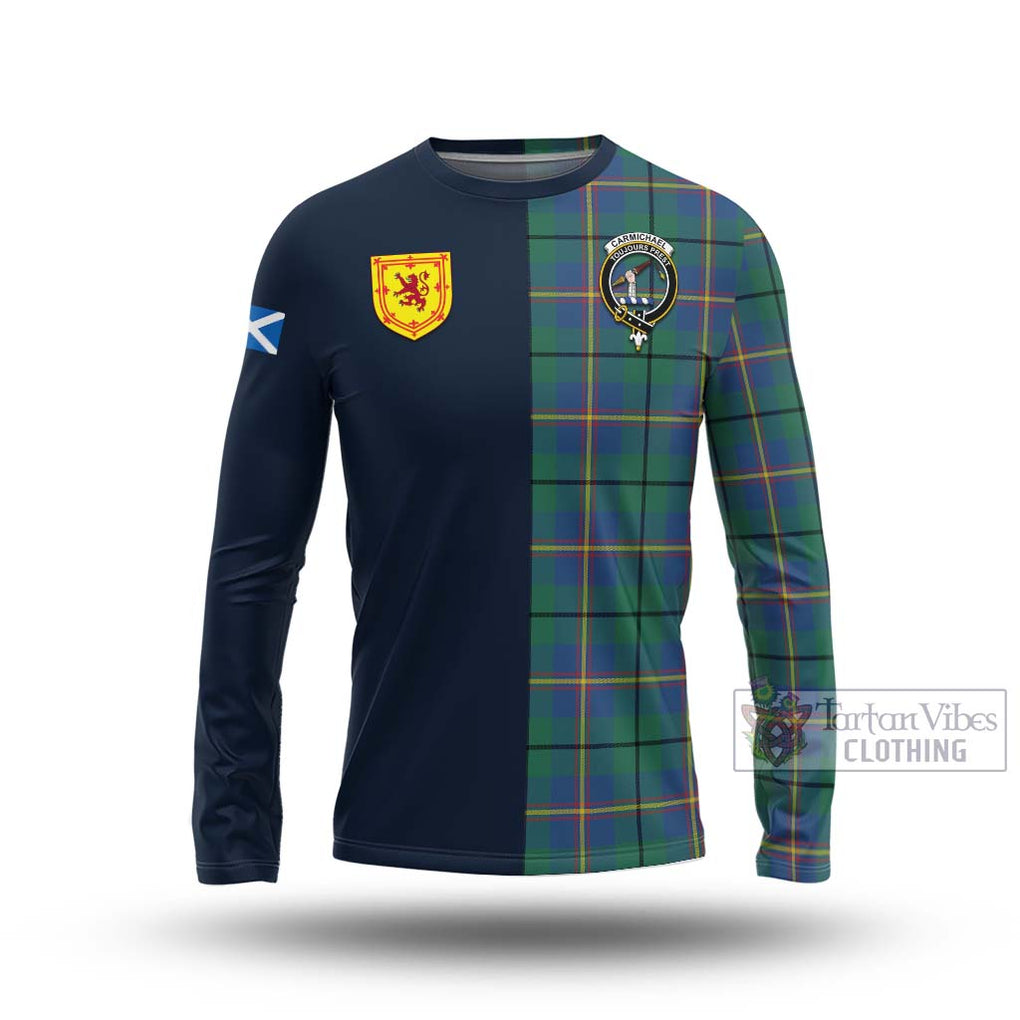 Tartan Vibes Clothing Carmichael Ancient Tartan Long Sleeve T-Shirt with Scottish Lion Royal Arm Half Style