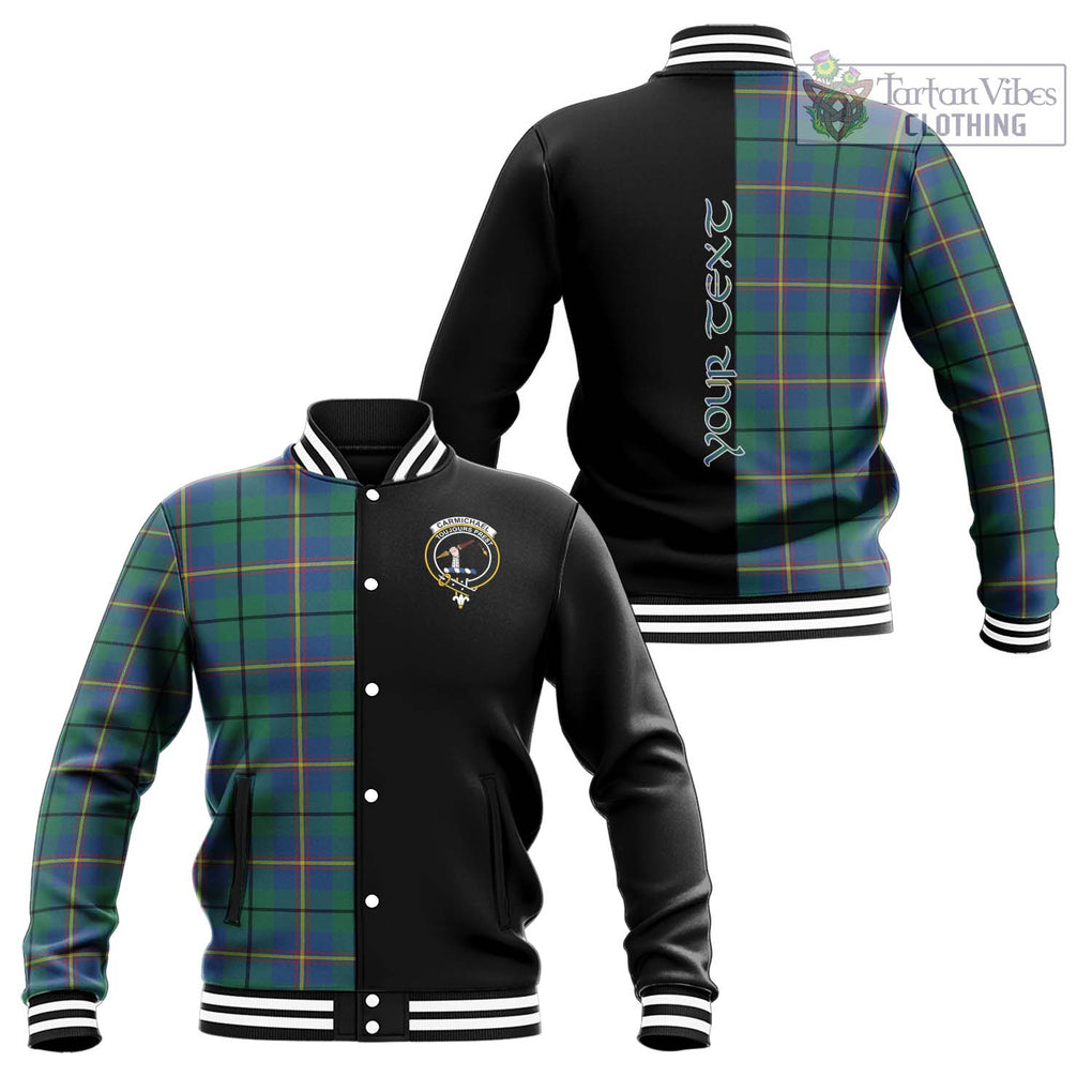 Carmichael Ancient Tartan Baseball Jacket with Family Crest and Half Of Me Style Unisex - Tartanvibesclothing Shop