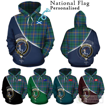 Carmichael Ancient Tartan Hoodie with Personalised National Flag and Family Crest Half Style